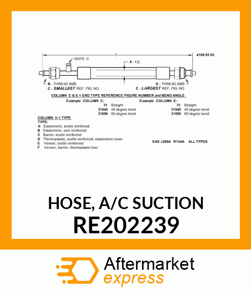 HOSE, A/C SUCTION RE202239