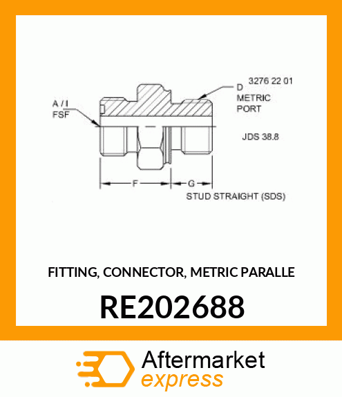 FITTING, CONNECTOR, METRIC PARALLE RE202688