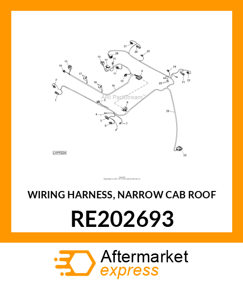 WIRING HARNESS, (NARROW CAB ROOF) RE202693