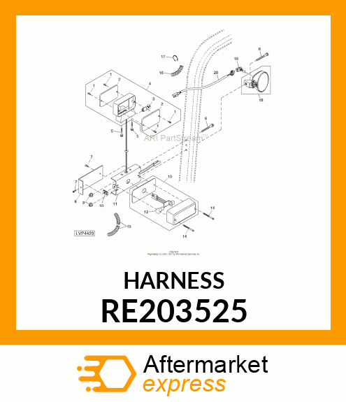 WIRING HARNESS, WORK LAMP RE203525