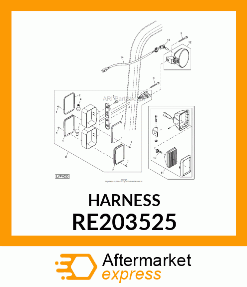 WIRING HARNESS, WORK LAMP RE203525