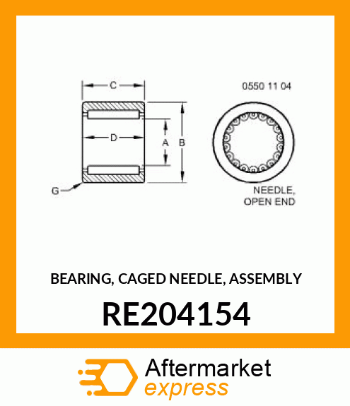 BEARING, CAGED NEEDLE, ASSEMBLY RE204154