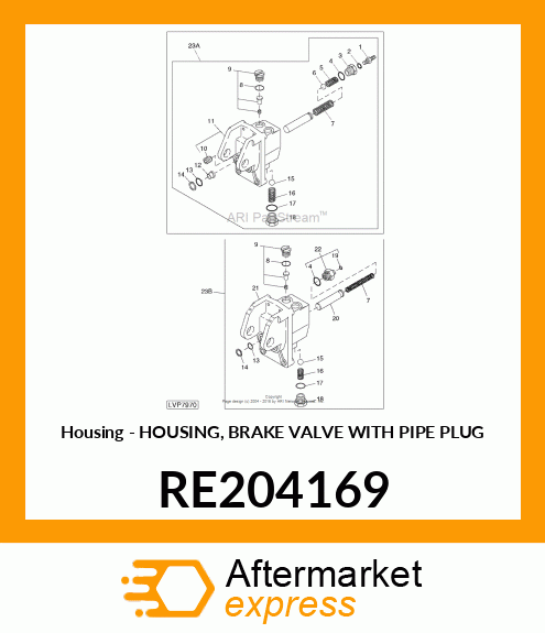 Housing - HOUSING, BRAKE VALVE WITH PIPE PLUG RE204169