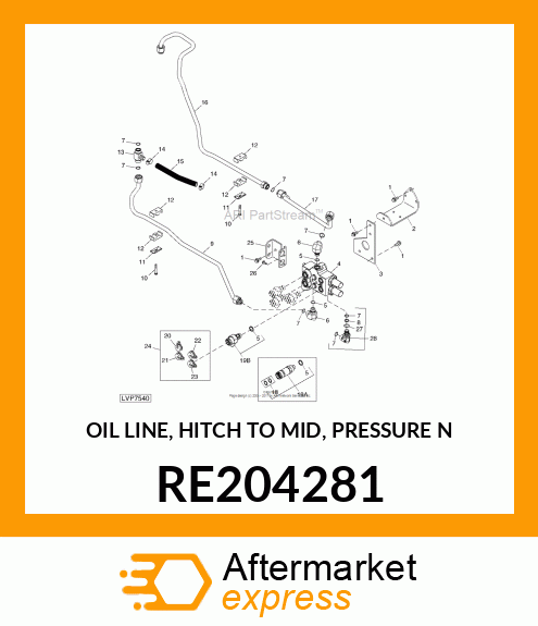 OIL LINE, HITCH TO MID, PRESSURE N RE204281