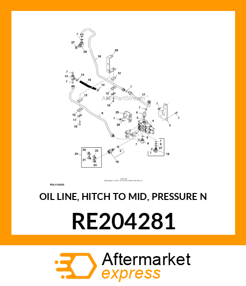 OIL LINE, HITCH TO MID, PRESSURE N RE204281