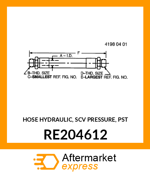 HOSE HYDRAULIC, SCV PRESSURE, PST RE204612