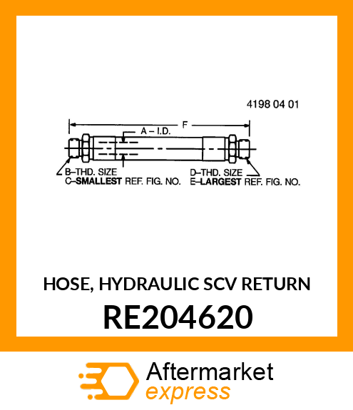 HYDRAULIC HOSE, HOSE, HYDRAULIC SCV RE204620