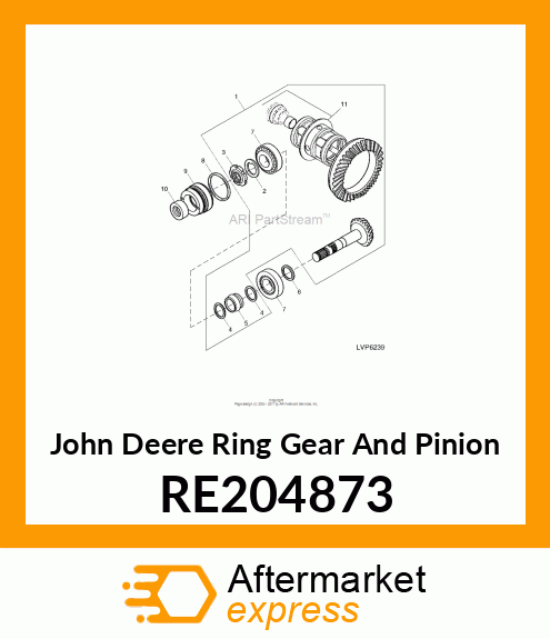 Spare part RE204873 + RING GEAR AND PINION, MFWD BEVEL GE