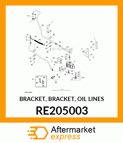 BRACKET, BRACKET, OIL LINES RE205003