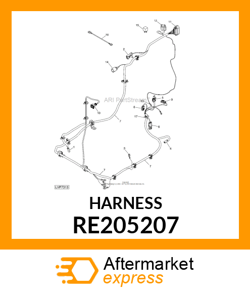 WIRING HARNESS, 5X25 4045 ENGINE RE205207