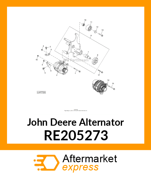 ALTERNATOR, ALTERNATOR, 90 AMP RE205273