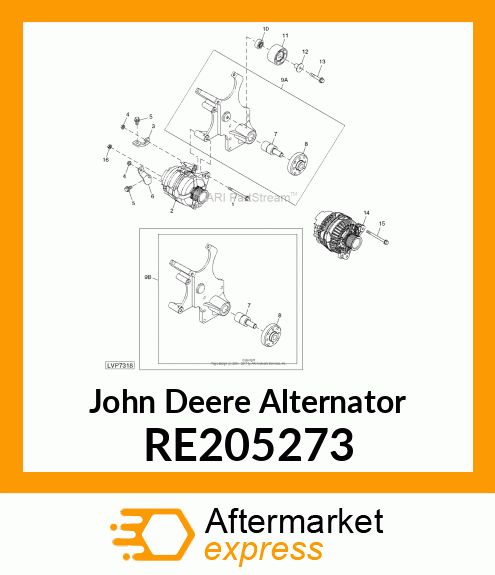 ALTERNATOR, ALTERNATOR, 90 AMP RE205273