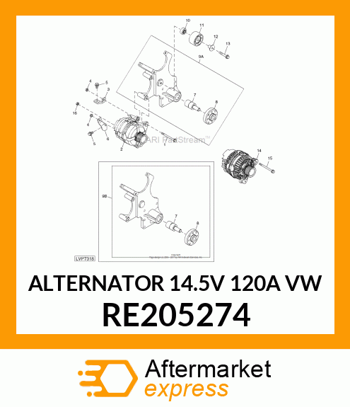 ALTERNATOR 14.5V 120A (VW) RE205274