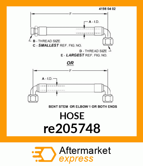 HYDRAULIC HOSE, TRANS COOLER re205748