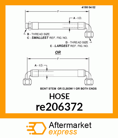 HYDRAULIC HOSE, PTO LUBE re206372