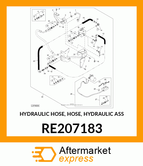 HYDRAULIC HOSE, HOSE, HYDRAULIC ASS RE207183