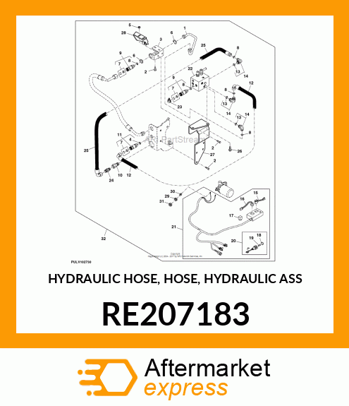 HYDRAULIC HOSE, HOSE, HYDRAULIC ASS RE207183