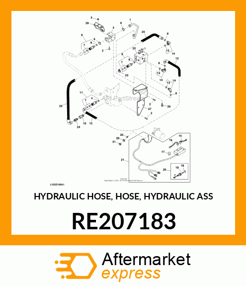 HYDRAULIC HOSE, HOSE, HYDRAULIC ASS RE207183