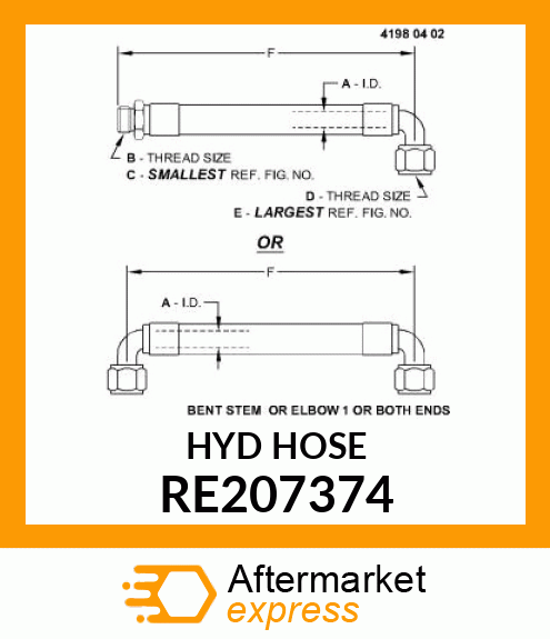 HYDRAULIC HOSE, #2 SCV RETRACT RE207374