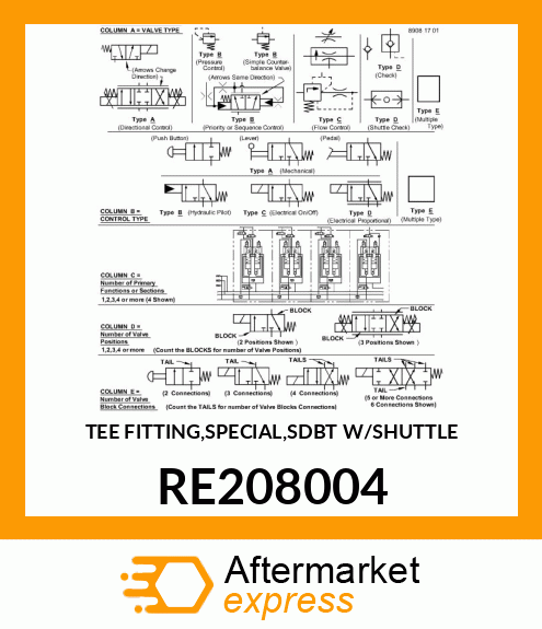 TEE FITTING,SPECIAL,SDBT W/SHUTTLE RE208004