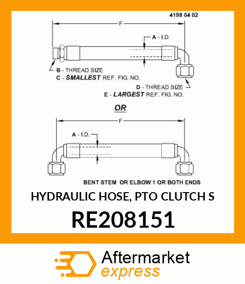 HYDRAULIC HOSE, PTO CLUTCH S RE208151