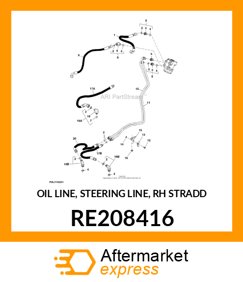 OIL LINE, STEERING LINE, RH STRADD RE208416