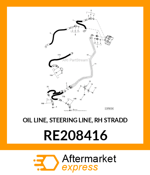 OIL LINE, STEERING LINE, RH STRADD RE208416