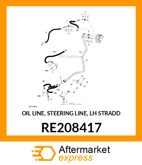 OIL LINE, STEERING LINE, LH STRADD RE208417