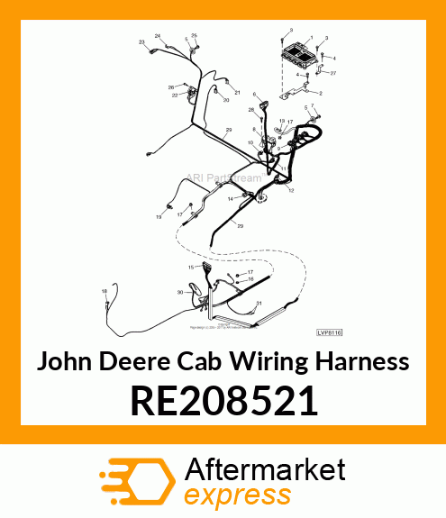 CAB WIRING HARNESS, STANDARD CAB TI RE208521