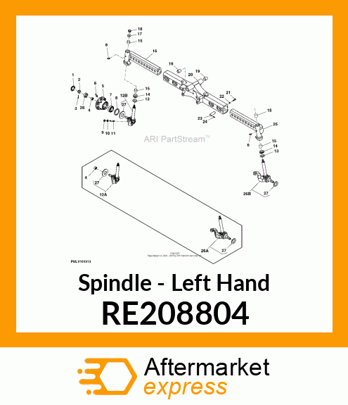 KNUCKLE, AND SPINDLE, LH, ASSEMBLY RE208804