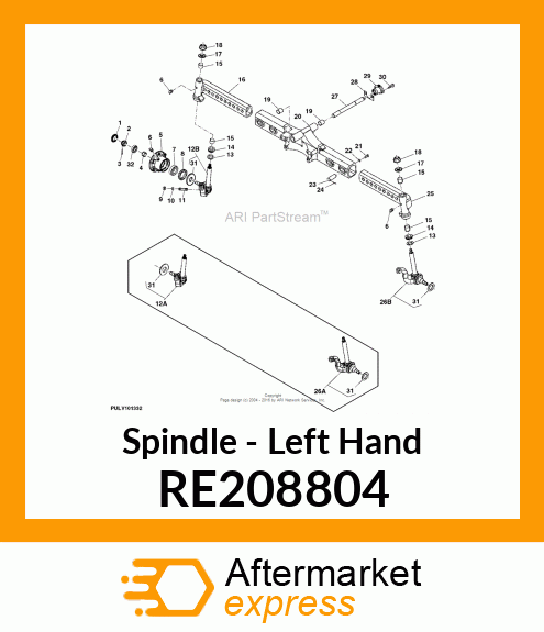 KNUCKLE, AND SPINDLE, LH, ASSEMBLY RE208804