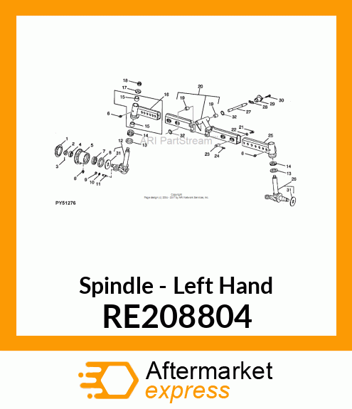 KNUCKLE, AND SPINDLE, LH, ASSEMBLY RE208804