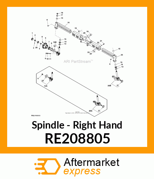 KNUCKLE, AND SPINDLE, RH, ASSEMBLY RE208805