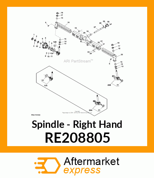 KNUCKLE, AND SPINDLE, RH, ASSEMBLY RE208805