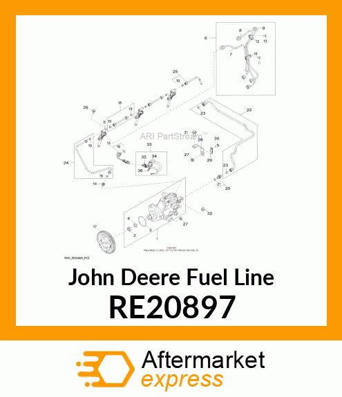 FUEL LINE,ASSEMBLY WITH CLAMPS RE20897