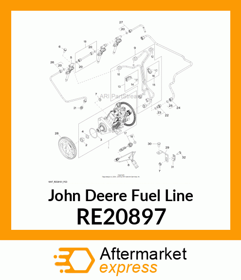 FUEL LINE,ASSEMBLY WITH CLAMPS RE20897