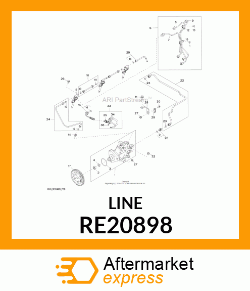 FUEL LINE, INJECTOR #1 RE20898