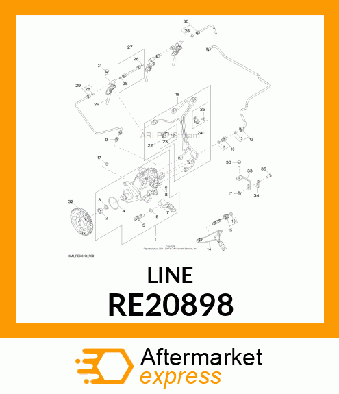 FUEL LINE, INJECTOR #1 RE20898