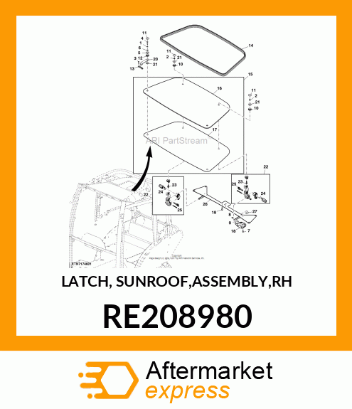 LATCH, SUNROOF,ASSEMBLY,RH RE208980