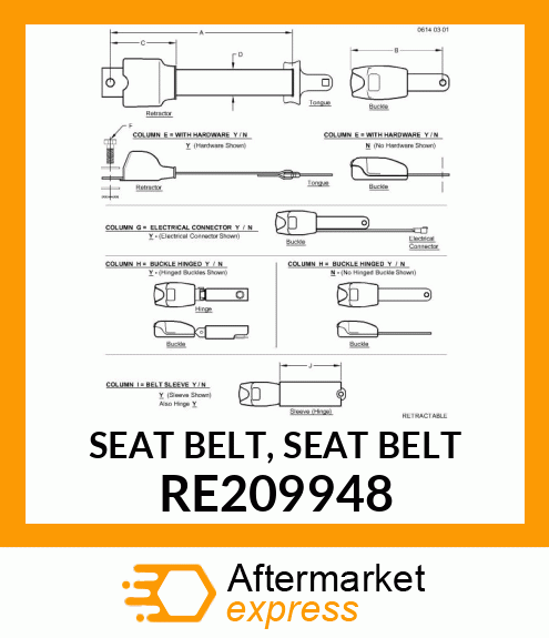 SEAT BELT, SEAT BELT RE209948