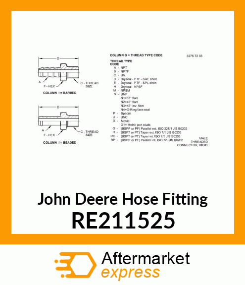 HOSE FITTING, M12 ORB PORT RE211525