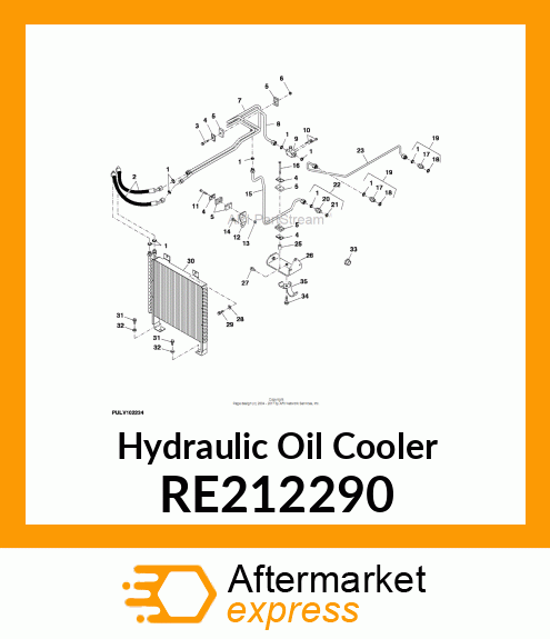 OIL COOLER, OIL COOLER ASSEMBLY RE212290