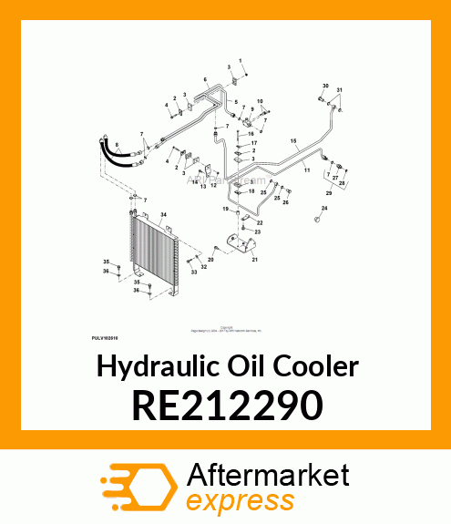 OIL COOLER, OIL COOLER ASSEMBLY RE212290