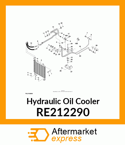 OIL COOLER, OIL COOLER ASSEMBLY RE212290