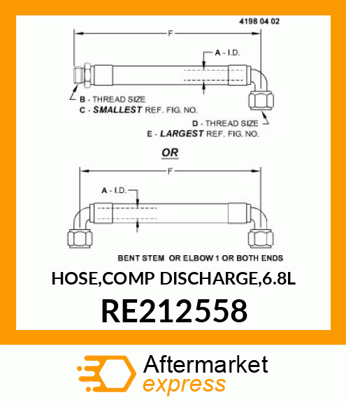 HOSE,COMP DISCHARGE,6.8L RE212558