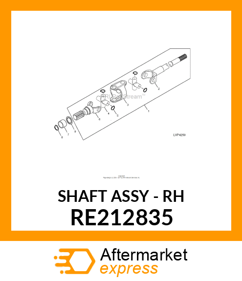 UNIVERSAL JOINT WITH SHAFT, RH ASSE RE212835