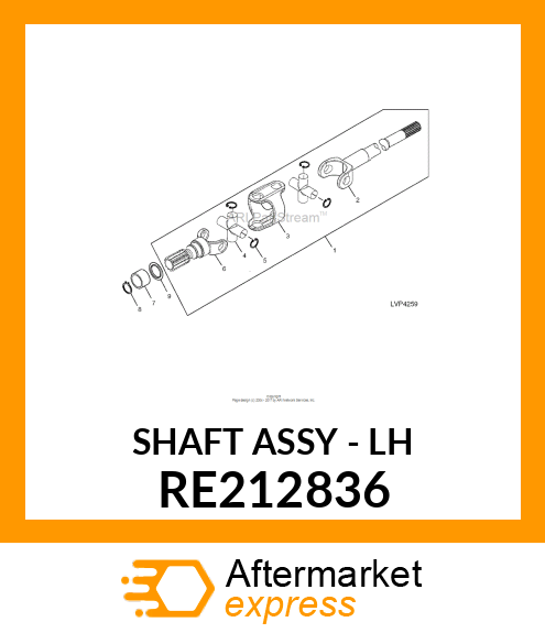 UNIVERSAL JOINT WITH SHAFT, LH ASSE RE212836