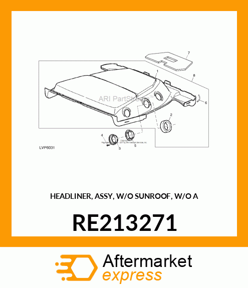 HEADLINER, ASSY, W/O SUNROOF, W/O A RE213271