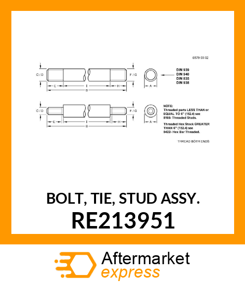 BOLT, TIE, STUD ASSY. RE213951