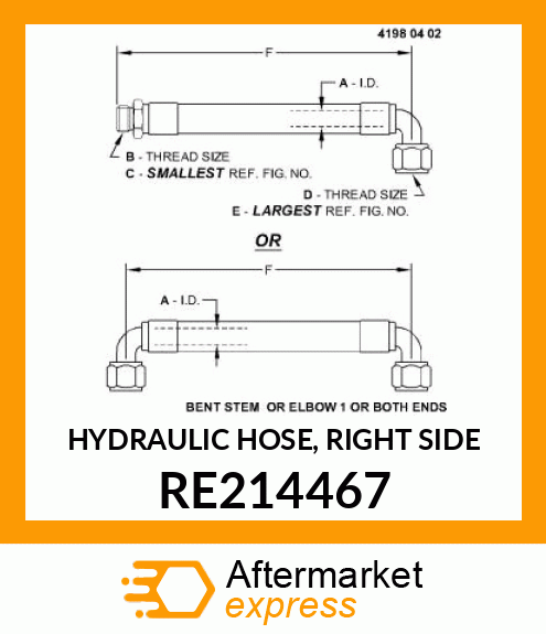 HYDRAULIC HOSE, RIGHT SIDE RE214467